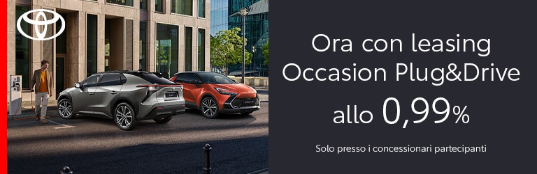 Promozione: La promozione è disponibile su tutti i veicoli elettrici e ibridi plug-in Occasion Plus di Toyota e presso i partner Toyota aderenti.