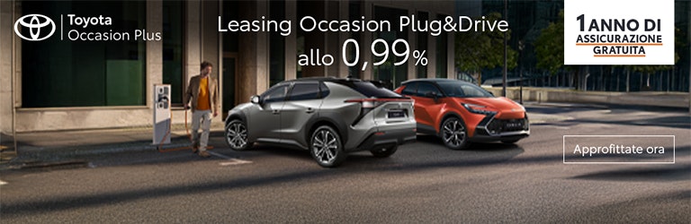 La promozione è disponibile su tutti i veicoli elettrici e ibridi plug-in Occasion Plus di Toyota e presso i partner Toyota aderenti.