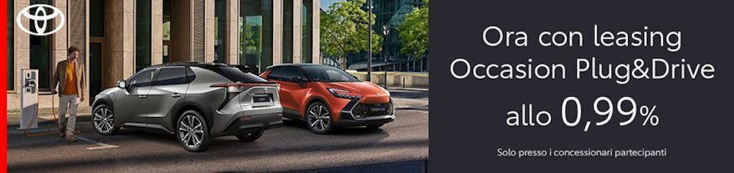 La promozione è disponibile su tutti i veicoli elettrici e ibridi plug-in Occasion Plus di Toyota e presso i partner Toyota aderenti.