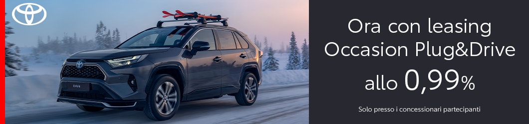 La promozione è disponibile su tutti i veicoli elettrici e ibridi plug-in Occasion Plus di Toyota e presso i partner Toyota aderenti.